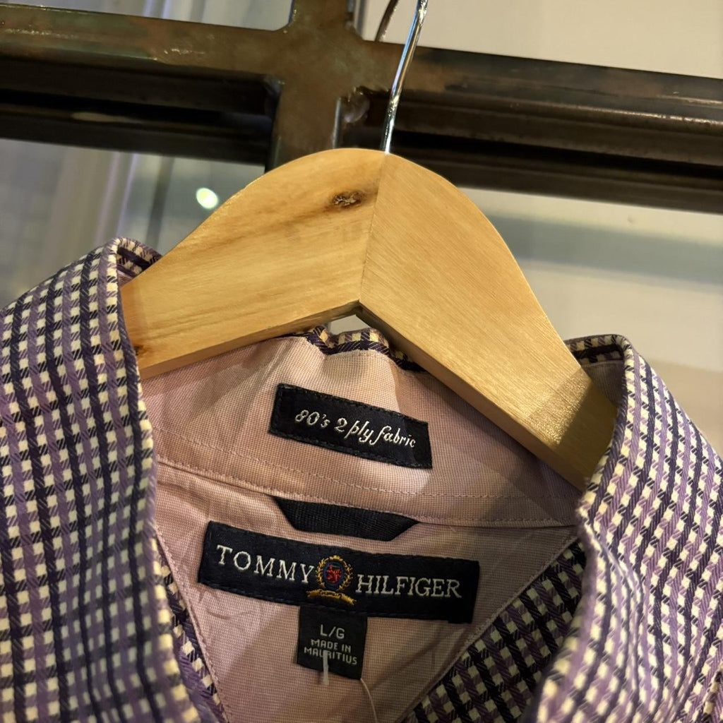 1224E09-P - Vintage Tommy Hilfiger Purple Pink Plaid Checked Shirt longsleeve collared button up #Y2K #preppy #chiefkeef #preppy #oldmoney