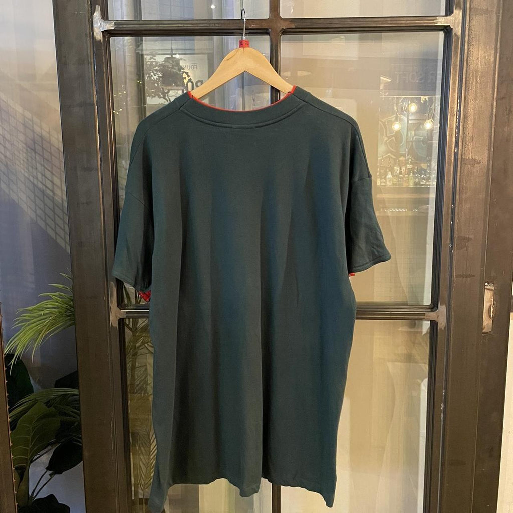 TEE301P - Vintage Retro Essential Dark Green Canada Graphic Print Double Sleeve and single stitch hem Top Tee T-shirt #90s #graphic #top #essential #canada