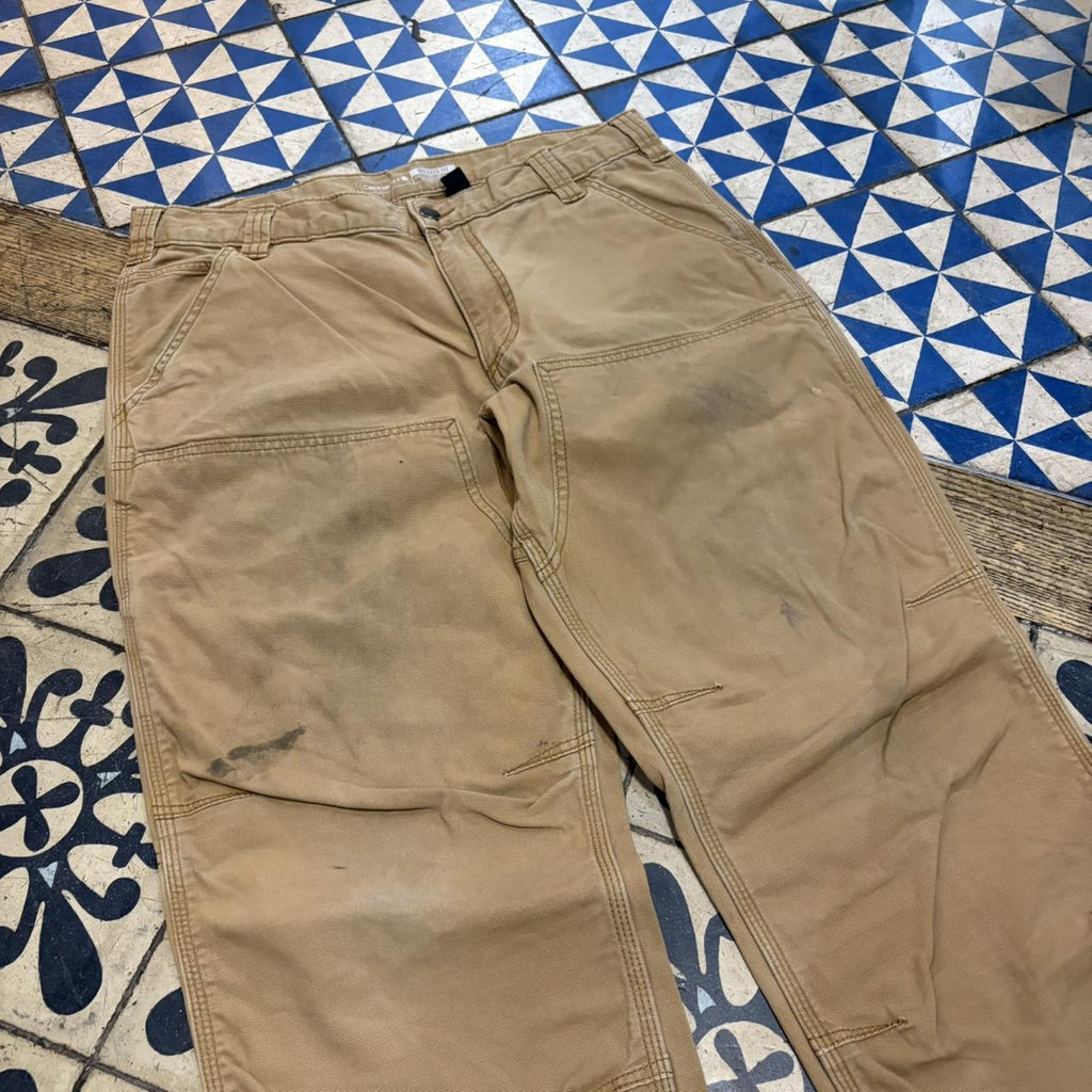 TRW402BR - Vintage retro essential  Tan Carhartt Relaxed Double KneesTrousers pants casual workwear #skater #workwear #carpenter #carhartt #doubleknees