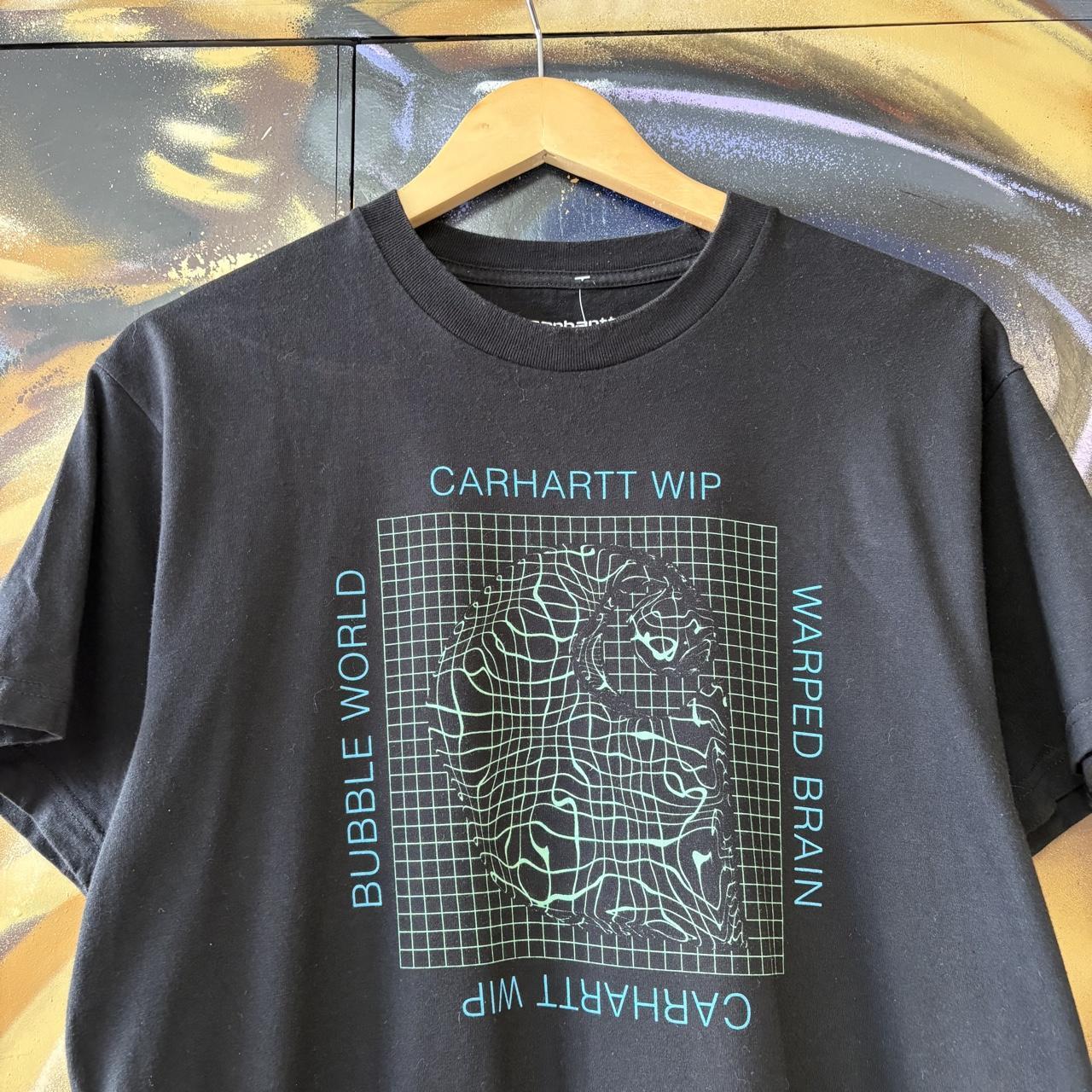 Carhartt WIP T shirt Mens Large Black Grid C Distorted Matrix Pattern Graphic Print Streetwear SkateTee Top Y2K