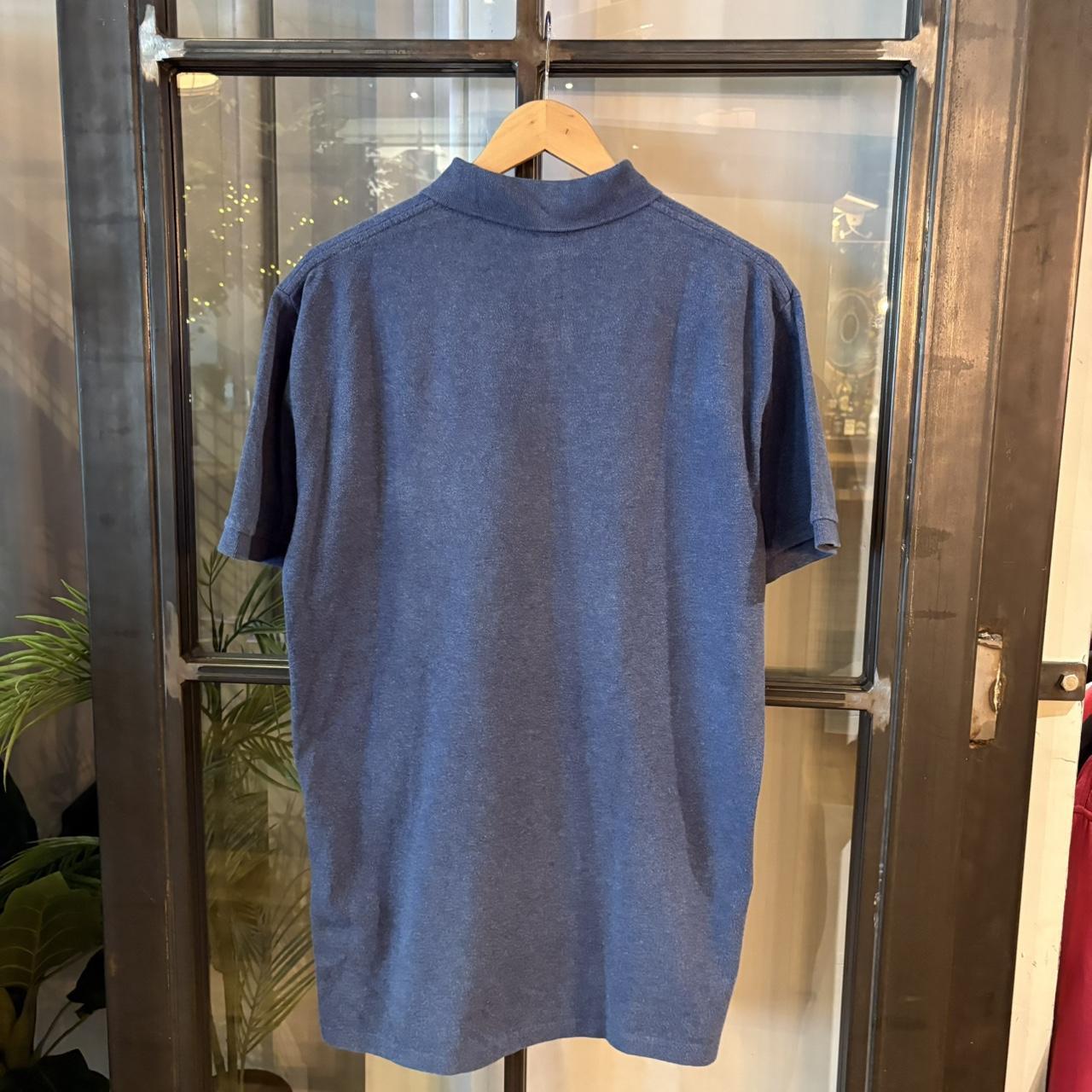 POL405F-P - Vintage Retro Ralph Lauren Blue Plain Polo Shirt Short Sleeve collared button up top  #Y2K #preppy #chiefkeef #oldmoney #ralphlauren