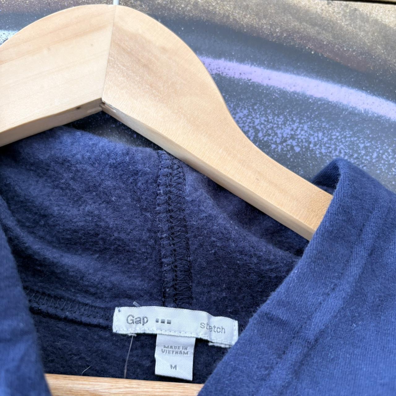 Vintage GAP Hoodie Womens Medium Spellout Logo Navy Blue USA Collegiate Varsity Streetwear 90s Y2K
