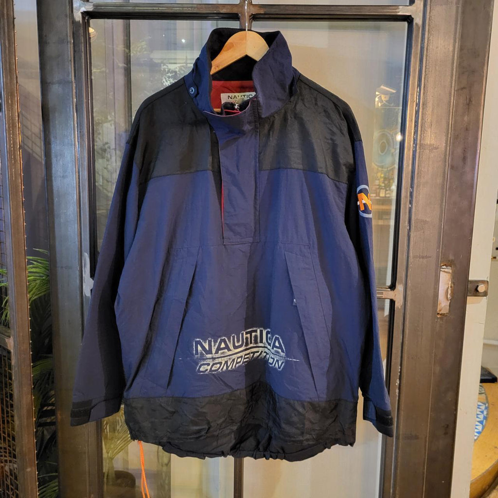 WDB023 - Vintage Retro Essential Nautica Competition Navy Black Windbreaker 1/4 quarter zip zip up Jacket