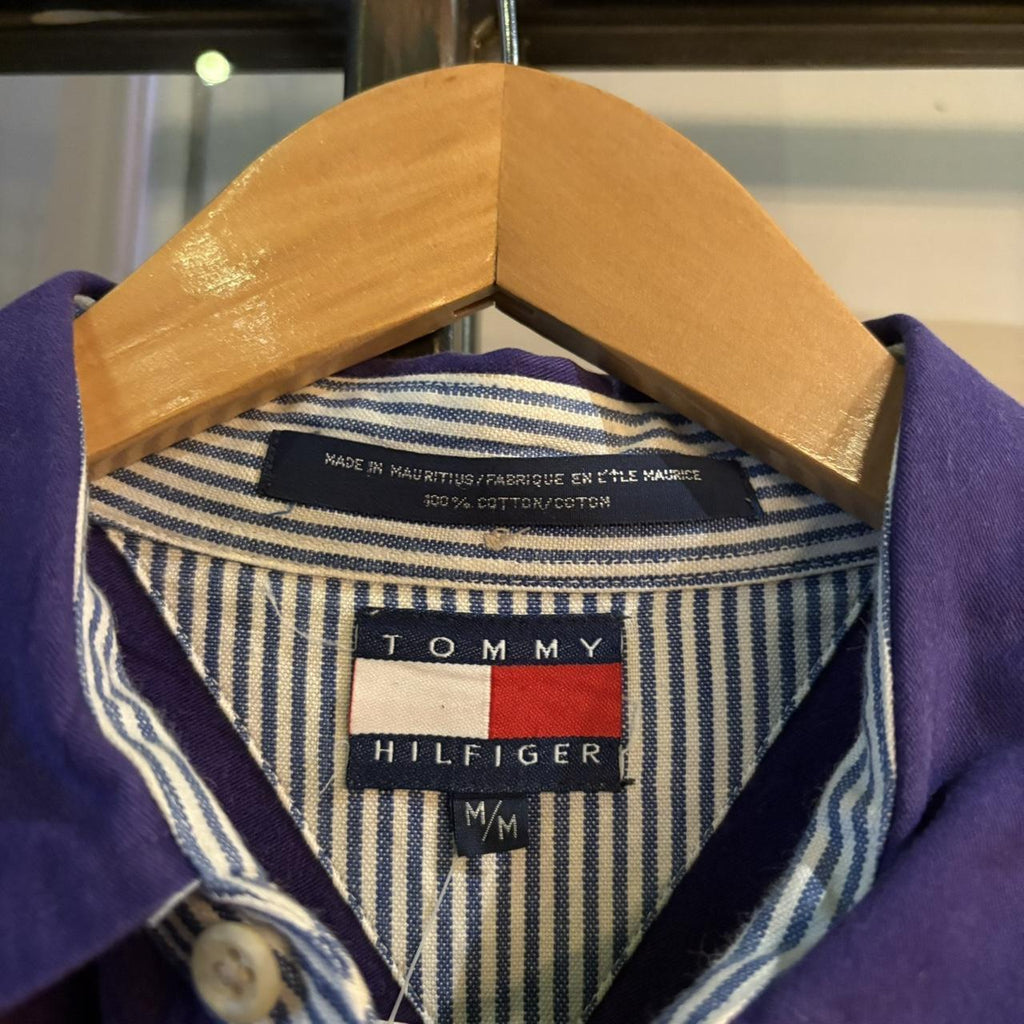 1224D76-P - Vintage Tommy Hilfiger Plain Purple Shirt longsleeve collared button up top #Y2K #preppy #chiefkeef #golf #oldmoney