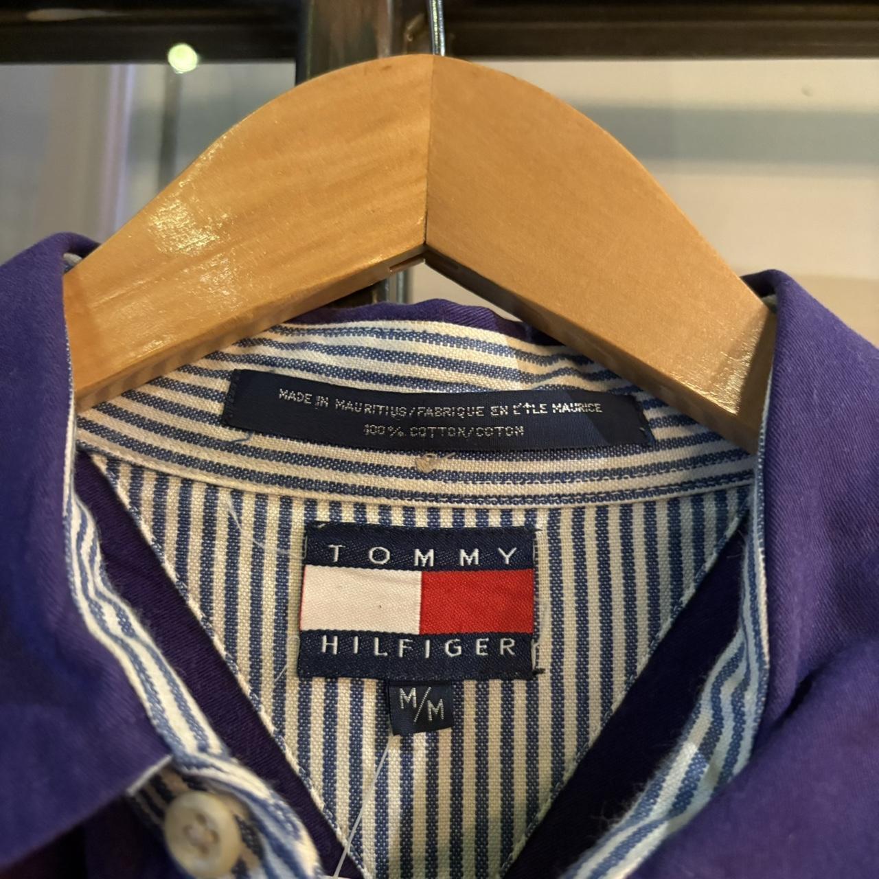 1224D76-P - Vintage Tommy Hilfiger Plain Purple Shirt longsleeve collared button up top #Y2K #preppy #chiefkeef #golf #oldmoney