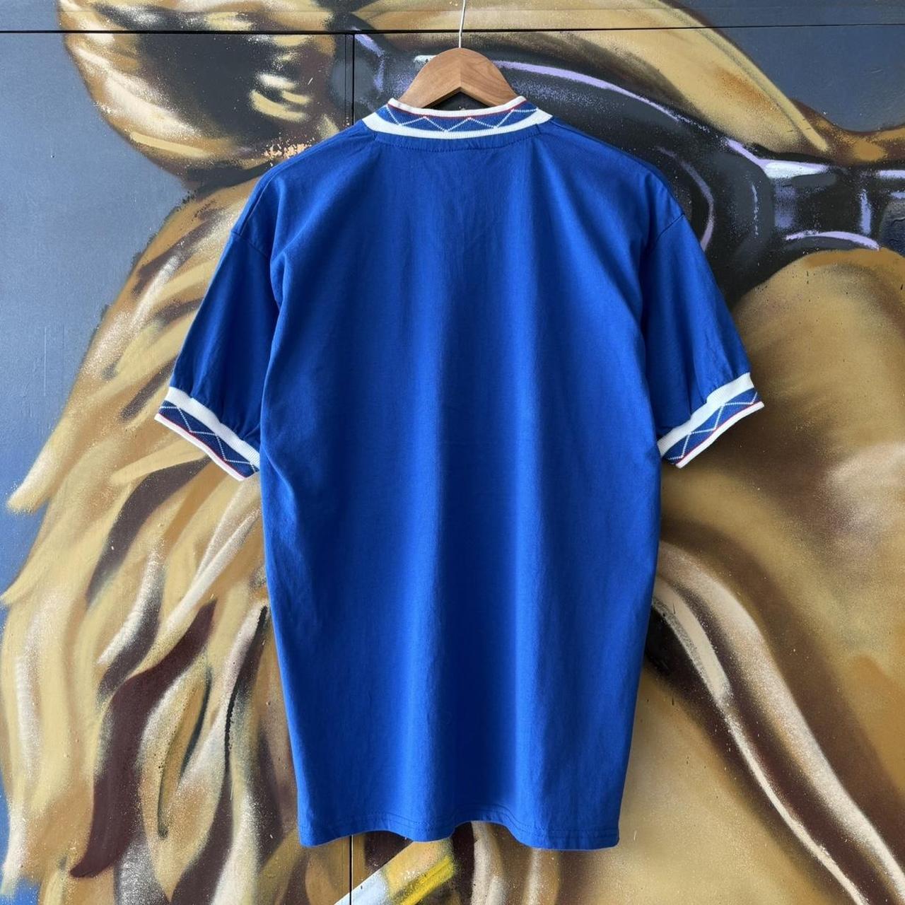 Vintage Score Draw Rangers Jersey Mens Medium Blue Home 1990 1991 League Cup Final T Shirt Kit Top