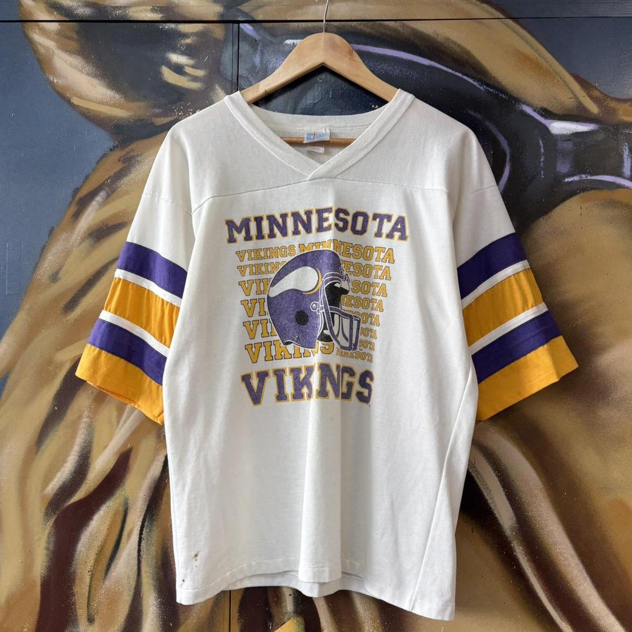 ADN0101BB-U - Vintage Retro Essential NFL Minnesota Vikings American FootballPrint Jersey Tee top #sportswear #nfl #jersey #vikings #minnesota