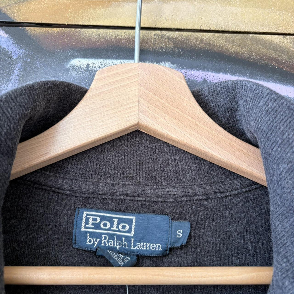 BR1602i-U - Vintage Ralph Lauren Dark Grey 1/4 quarter zip up Sweatshirt jumper fleece top #Y2K #preppy #quarterzip #smartcasual #oldmoney
