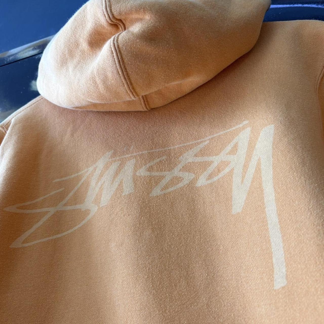 Stüssy Hoodie Mens Medium Pastel Orange Script Logo Sweatshirt Jumper Top Streetwear Skate 90s Y2K