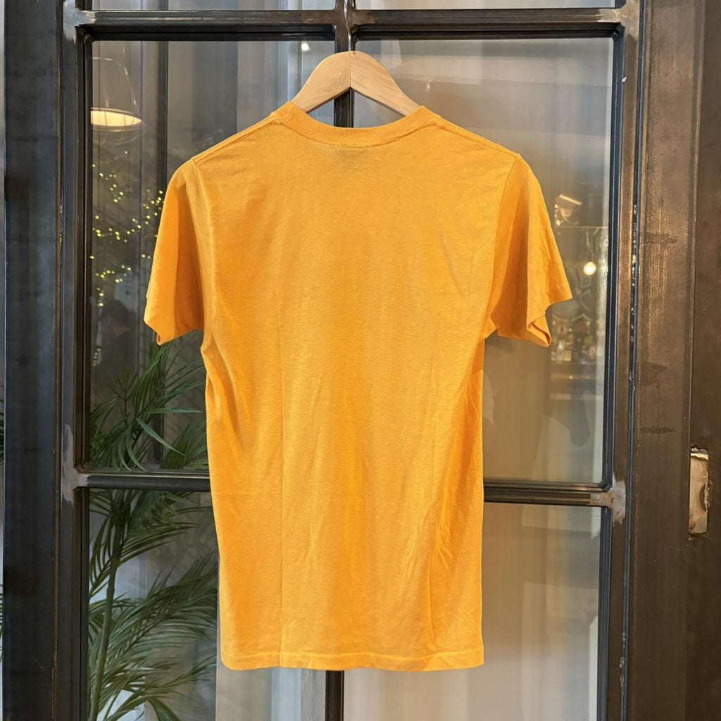 TEE506F - Vintage Retro Essential Mustard Michigan Wolverines Single Stitch Graphic Print Top Baby Tee T-shirt #80s #singlestitch #babytee #michigan #wolverines