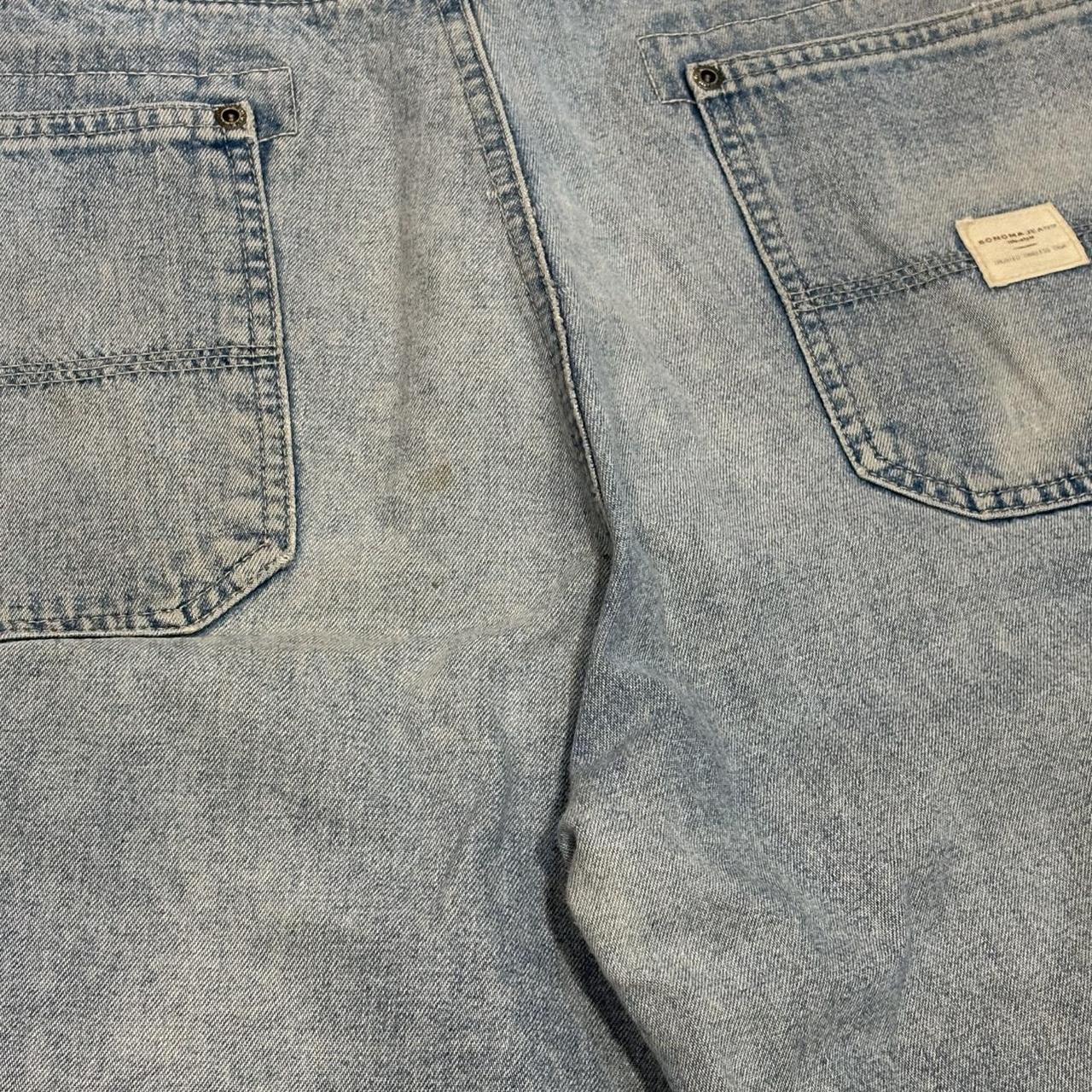JRT117 - Vintage Retro Essential Sonoma Light Blue Wash Denim Shorts Jorts with detailed patch Logo carpenter workwear #hiphop #90s #jorts #skater #sonoma