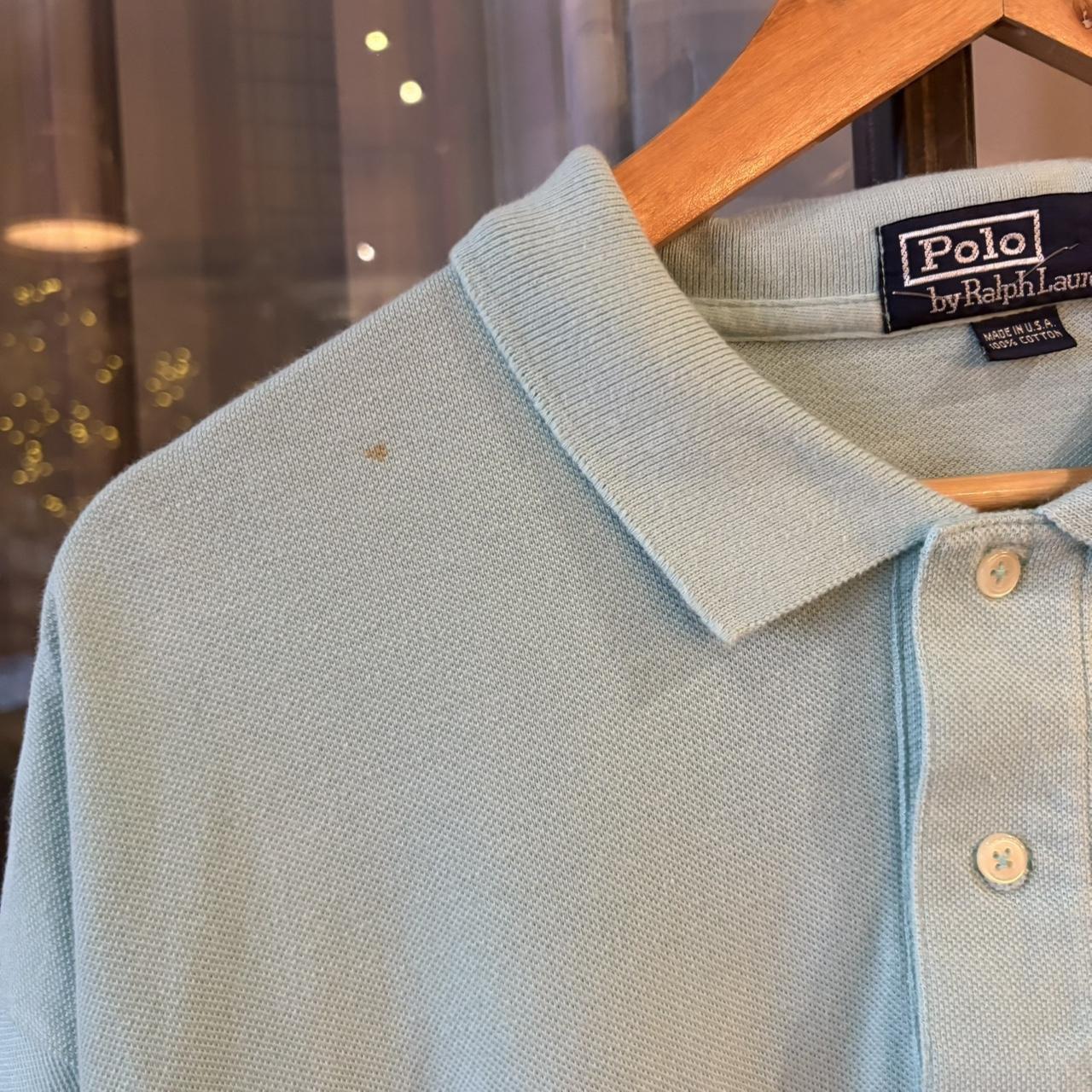 POL555-F - Vintage Retro Ralph Lauren Plain Turquoise Polo Shirt Short Sleeve collared button up top  #Y2K #preppy #chiefkeef #oldmoney #ralphlauren