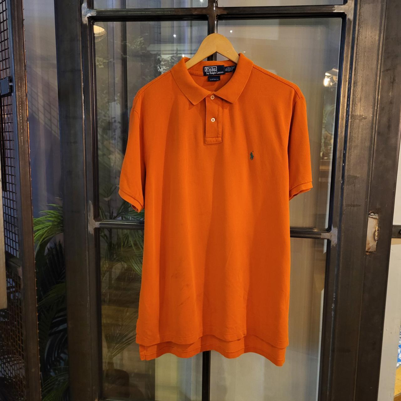 POL150P - Vintage Ralph Lauren Orange Polo Shirt Short Sleeve collared button up top #Y2K #preppy #chiefkeef #golf