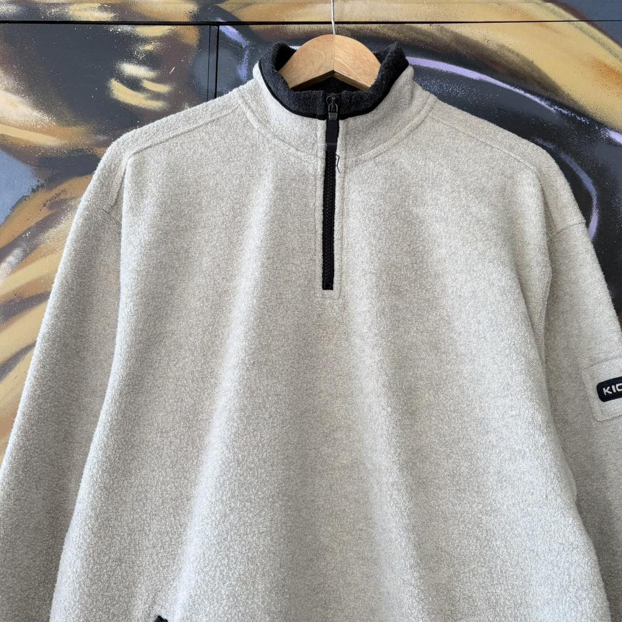 Vintage Essential Beige Kickers 1/4 Zip Fleece Jumper Sweatshirt with embroidered logo #90s #sportswear #essential #y2k #kickers