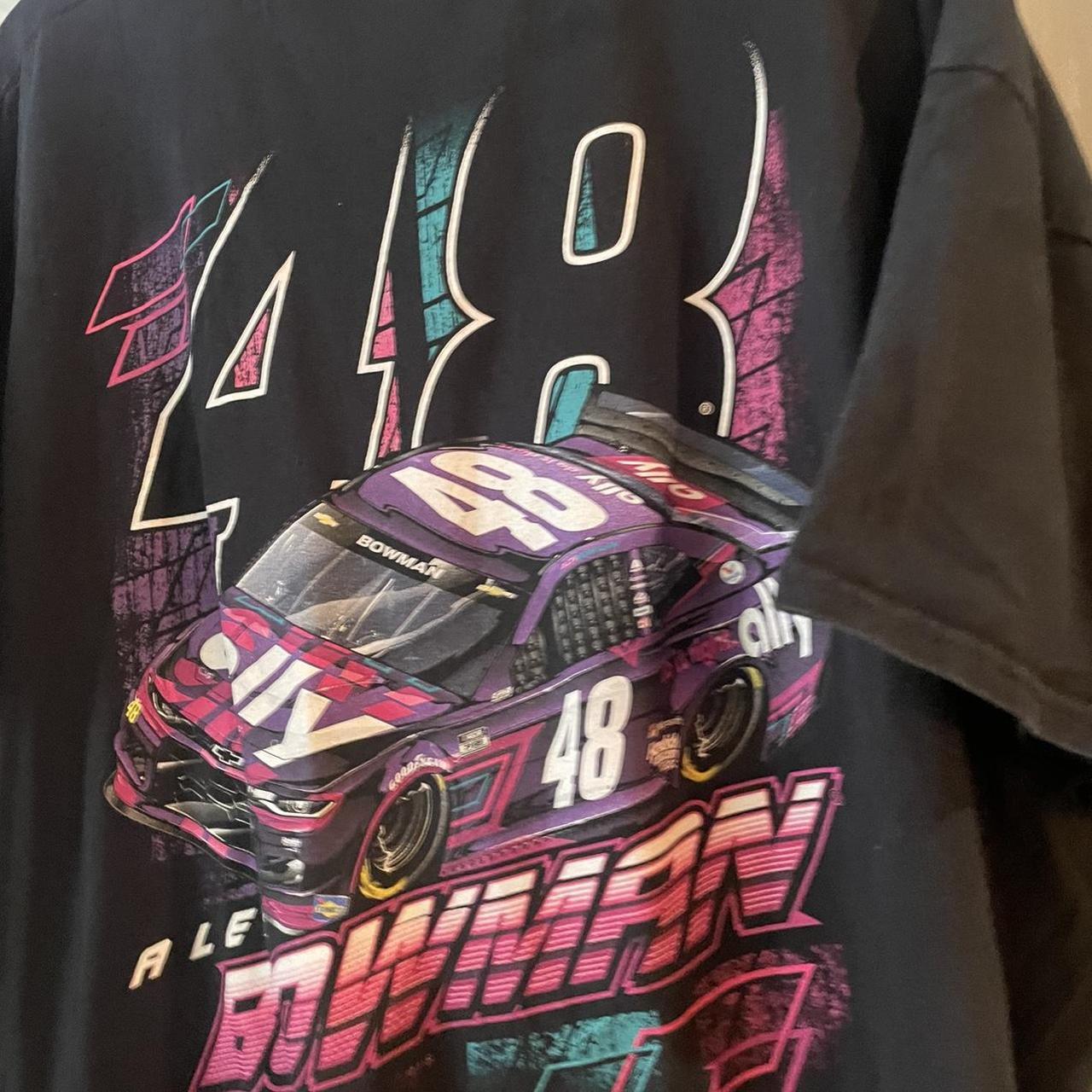 TEE00AF - Vintage Retro Essential Black Nascar Alex Bowman 48 Chevrolet Graphic Print Top Tee T-shirt #90s #graphic #racing #racer #nascar