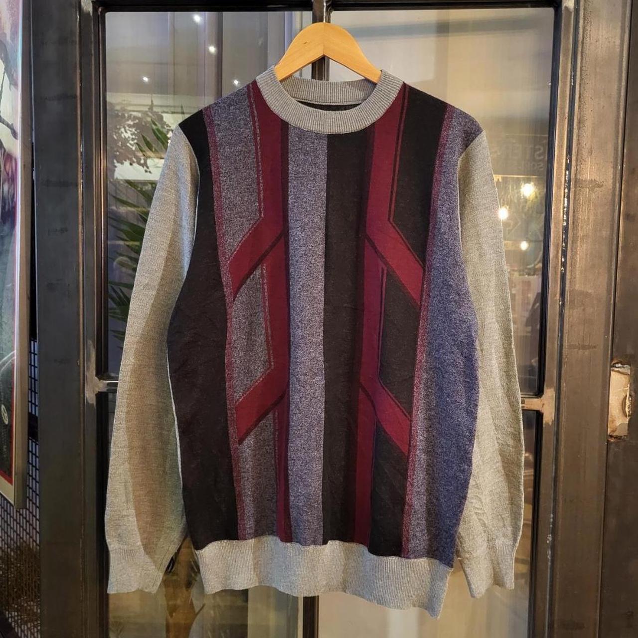 KNT1009 - Vintage Retro Essential mens grey patterned argyle golf grandpa knitted cosby sweatshirt jumper crewneck 90s y2k #knit #golf #knitjumper