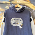 Vintage Retro Essential Ecko Unltd. Navy Sweatshirt Hoodie with embroidered centre patch logo Vintage 90s Y2K 2000s