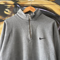 Vintage Nike Sweatshirt Mens Large Grey Solo Swoosh 1/4 Zip Pullover Jumper Top 90s Y2K 00s