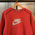MA2207BS-P - Vintage Retro Essential Red Nike Crewneck Jumper Sweatshirt with print swoosh spell out logo #90s #sportswear #essential #y2k #nike