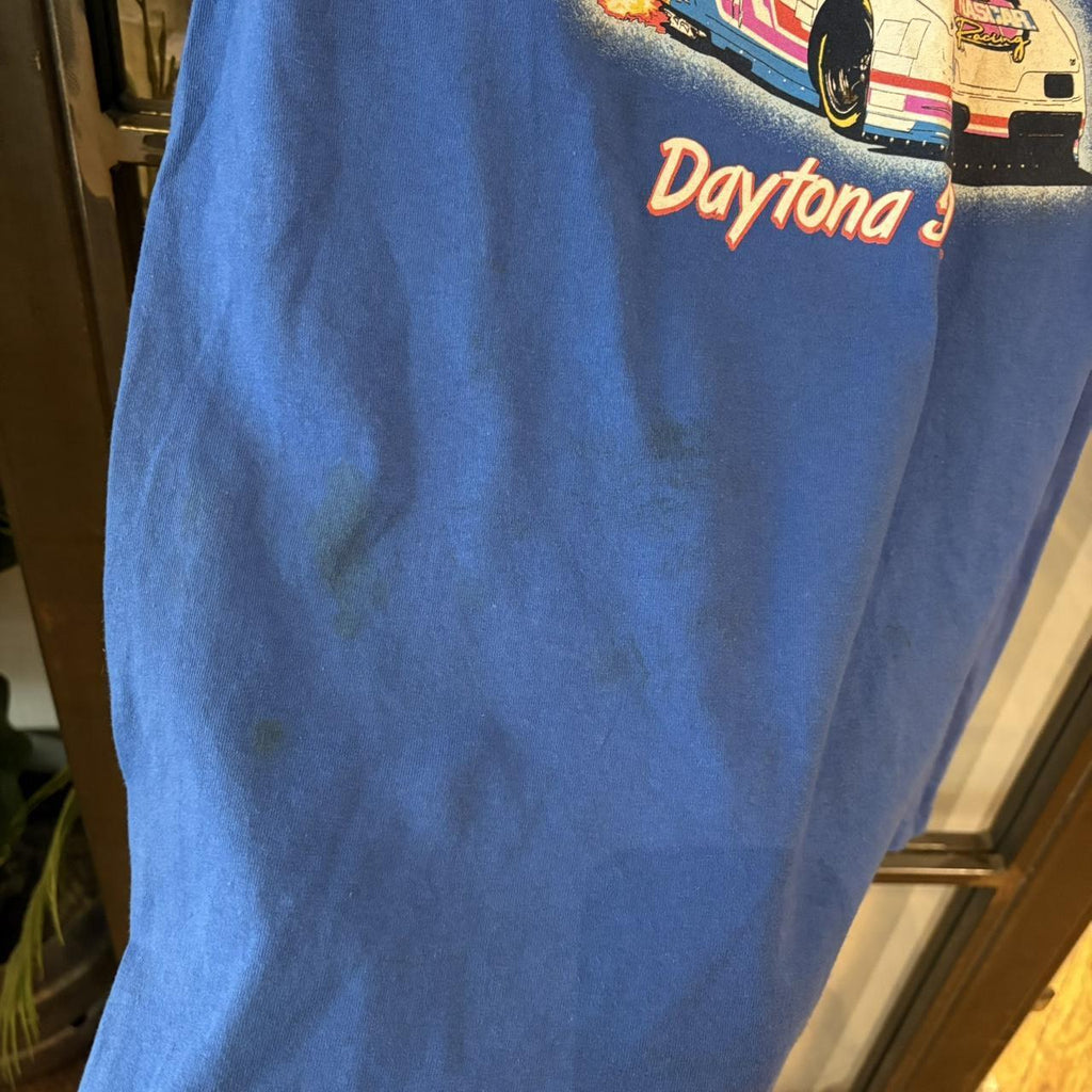TEE407BR - Vintage Retro Essential Blue Nascar Racing 48 Daytona 500 Graphic Print Top Tee T-shirt #90s #graphic #nascar #racing #racer
