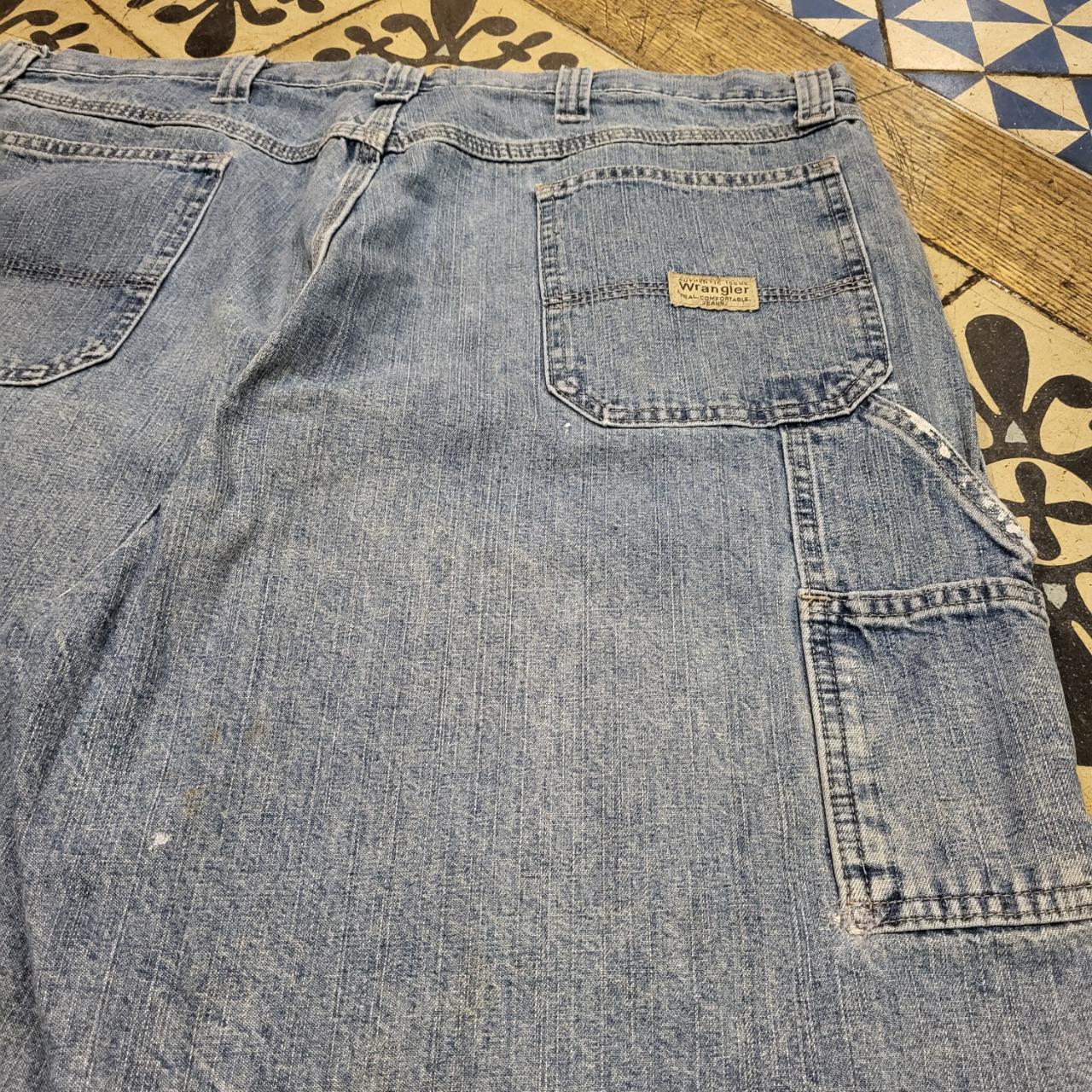 JRT5020 - Vintage Blue Wash Denim Shorts Jorts with detailed embroidered Logo carpenter workwear #wrangler #jorts #skater #y2k #hiphop