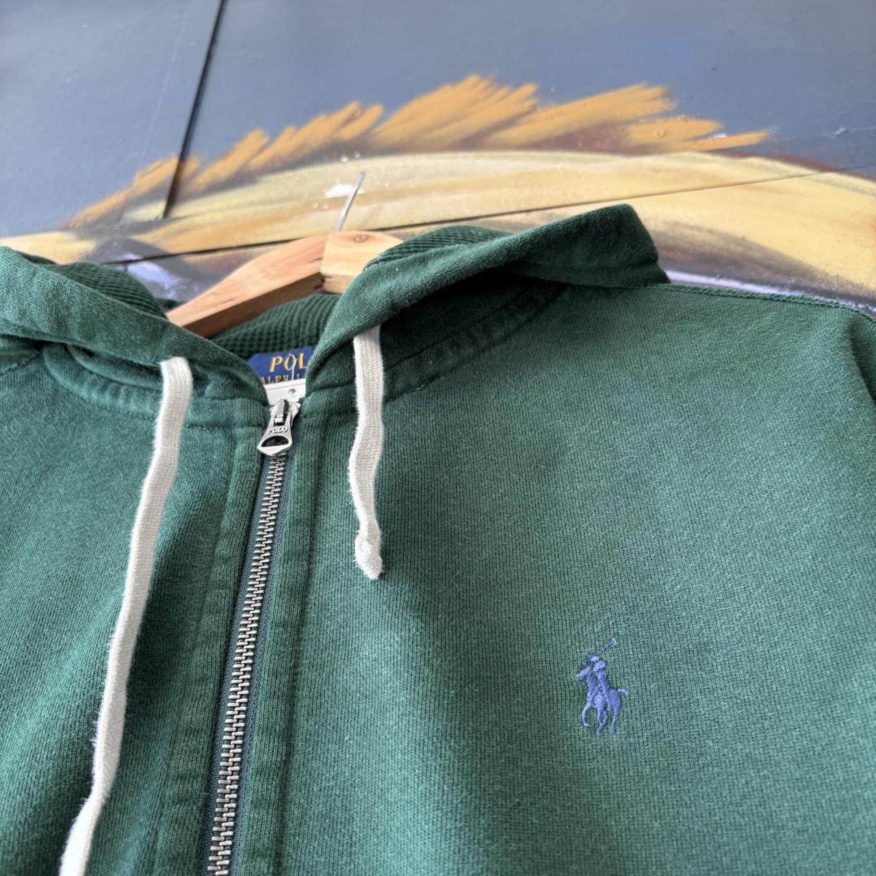 Vintage Polo Ralph Lauren Hoodie Mens Medium Dark Green Full Zip Sweatshirt  Jumper Preppy Old Money Top 90s Y2K 00s