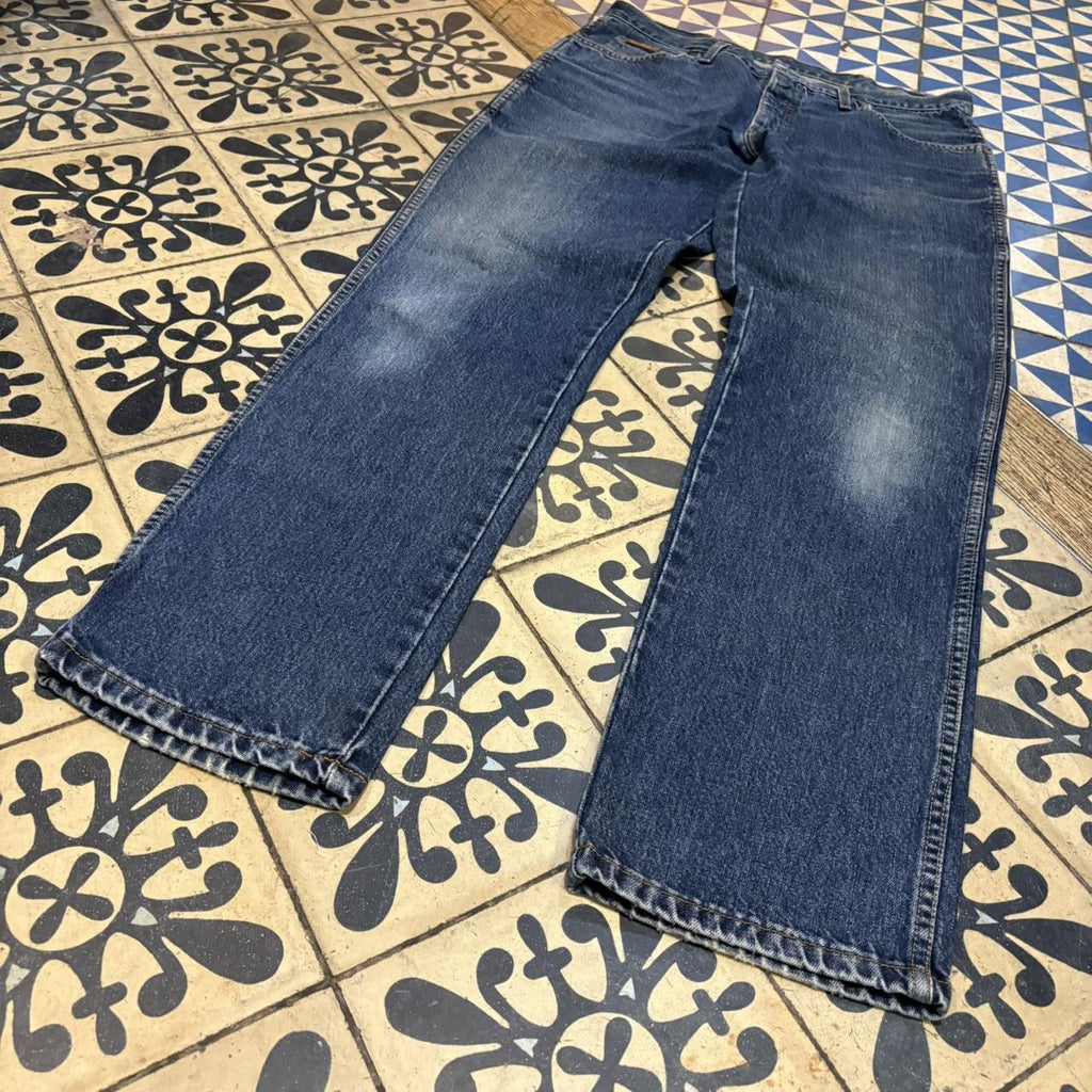 0125A75BR - Vintage retro essential  Wrangler Dark Blue Wash Denim Jeans Trousers pants #denim #wrangler #denimjeans