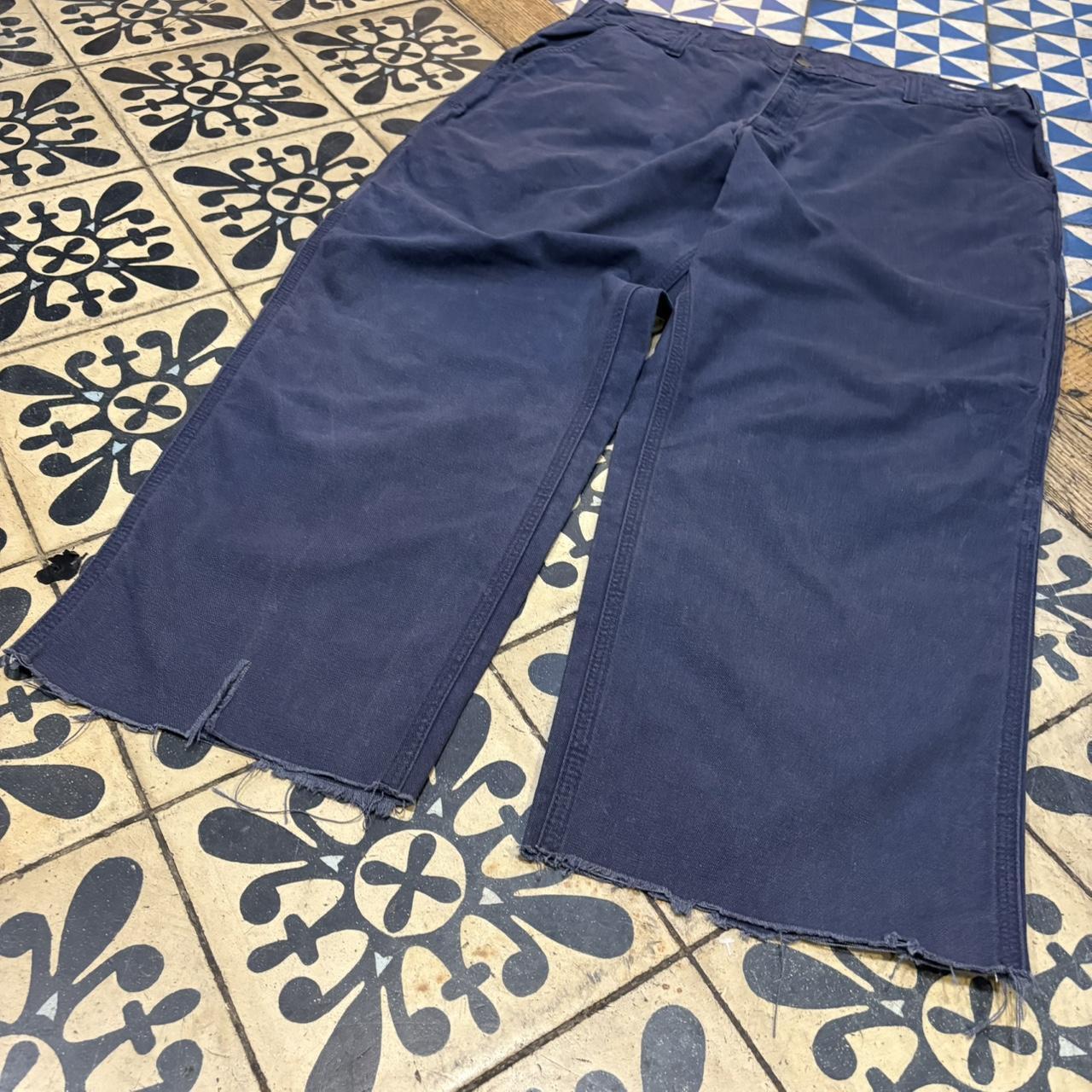 TRW475F-P - Vintage retro essential Navy Carhartt Carpenter Cropped Trousers pants casual workwear #skater #utility #workwear #carpenter #carhartt