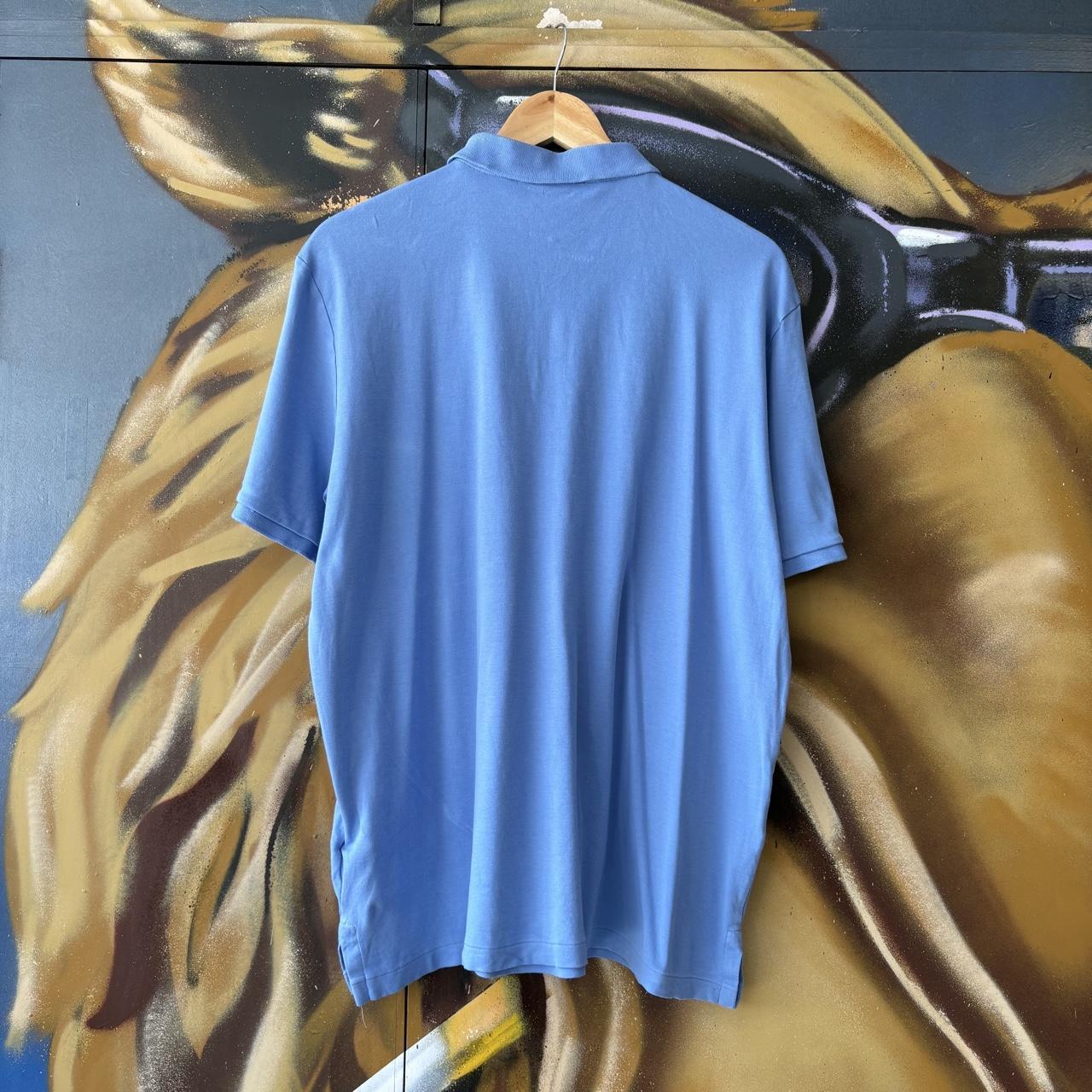 Vintage Ralph Lauren Polo Shirt Mens Large Plain Blue Preppy Pony Logo Collared Button Up Top Y2K 90s