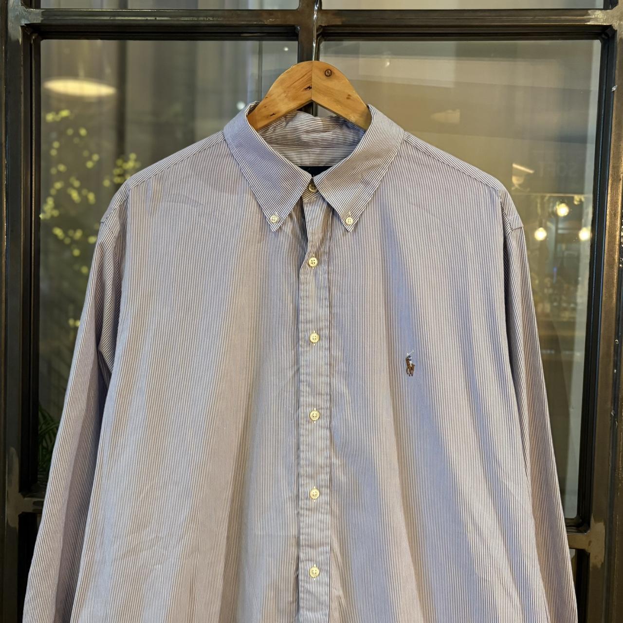 RLS211F - Vintage Ralph Lauren Purple Pinstripe Longsleeve collared button up polo shirt top #Y2K #preppy #chiefkeef #smartcasual #oldmoney