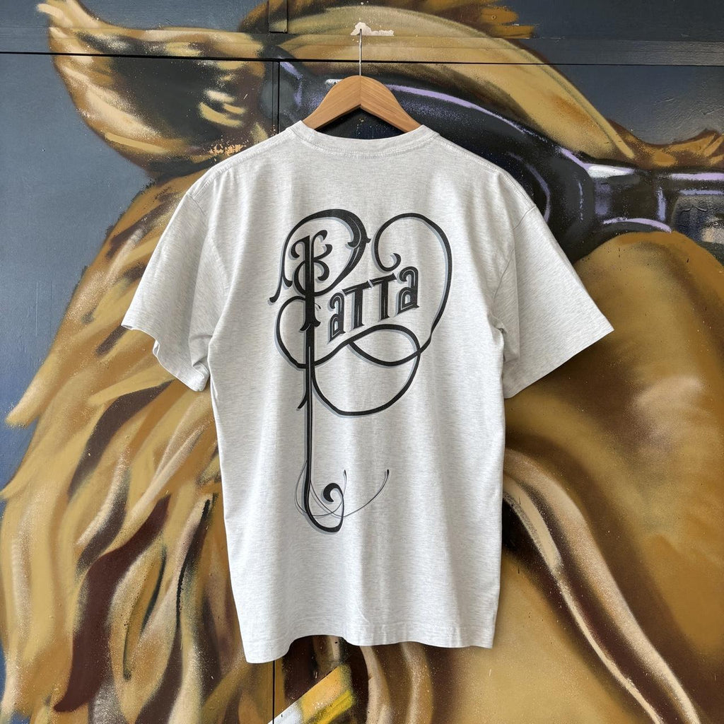 Patta T shirt Men’s Small Grey Key Script Graffiti Graphic Print Skate Surf Tee Top 90s Y2K 00s