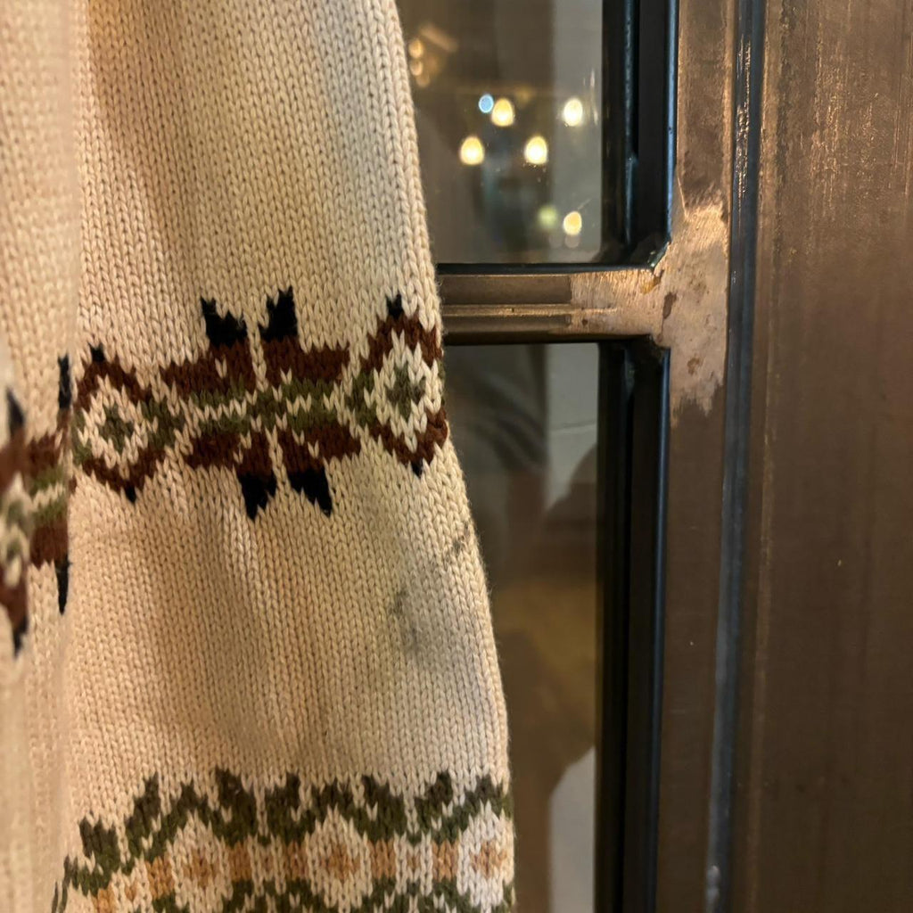 0325G97F - Vintage Retro Essential G.H. Bass Cream patterned argyle golf grandpa cosby sweatshirt crewneck knit Jumper #ghbass #knitjumper #90s #grandad #knitted