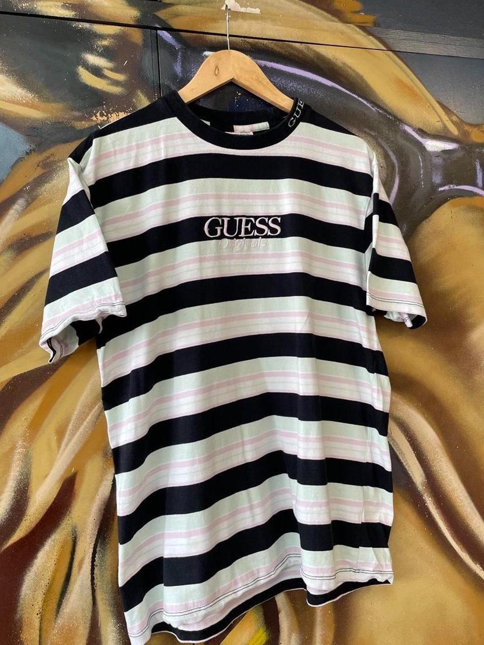 Guess Centre Logo Striped Tee