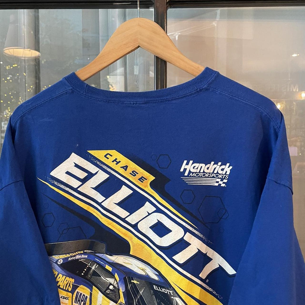 TEE00DF - Vintage Retro Essential Blue Nascar Chase Elliot 9 Napa Chevrolet Graphic Print Top Tee T-shirt #90s #graphic #nascar #racing #racer