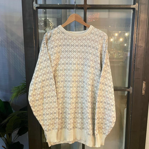 0225C86F - Vintage Retro Essential Ralph Lauren Cream patterned argyle golf grandpa cosby sweatshirt crewneck knit Jumper #ralphlauren #knitjumper #90s #grandad #knitted