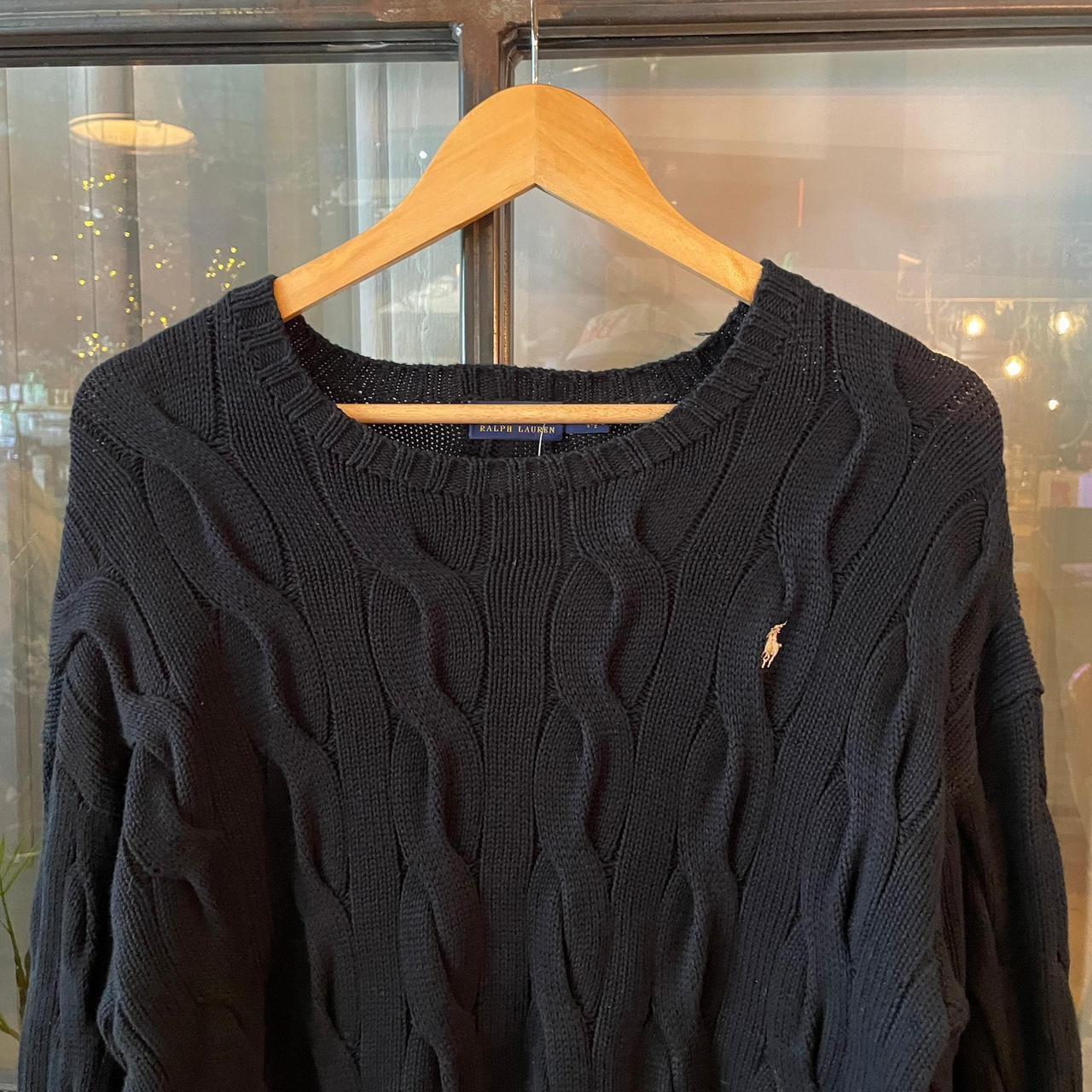 0325D48F -  Vintage Retro Essential Black Polo Ralph Lauren Cable knit textured plain fisherman golf grandpa cosby sweatshirt crewneck knit Jumper #cableknit #knitjumper #fisherman #preppy #poloralphlauren