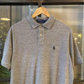 POL556-F - Vintage Retro Ralph Lauren Grey Plain Polo Shirt Short Sleeve collared button up top  #Y2K #preppy #chiefkeef #oldmoney #ralphlauren