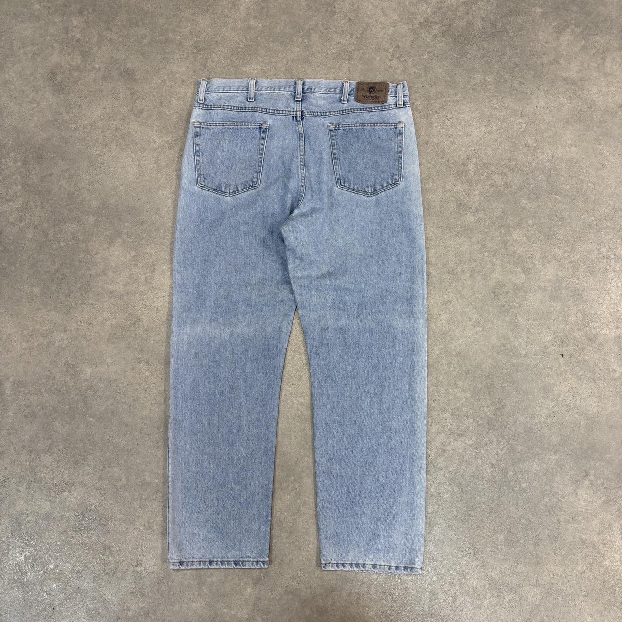 Vintage Wrangler Jeans Mens 38x30 Light Wash Denim Wash Straight Leg Trousers Cowboy Western USA 90s Y2K