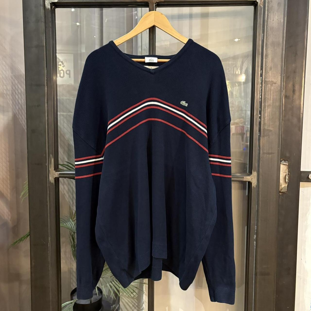 MA0109EX-P - Vintage Retro Essential Navy Lacoste patterned argyle golf grandpa cosby v-Neck sweatshirt crewneck knit Jumper #lacoste #knitjumper #90s #grandad #knitted