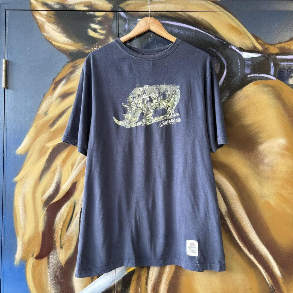 Vintage Ecko Unlimited T Shirt Tee Mens Large Navy Spellout Logo Graphic Skate Top Hip Hop 90s Y2K