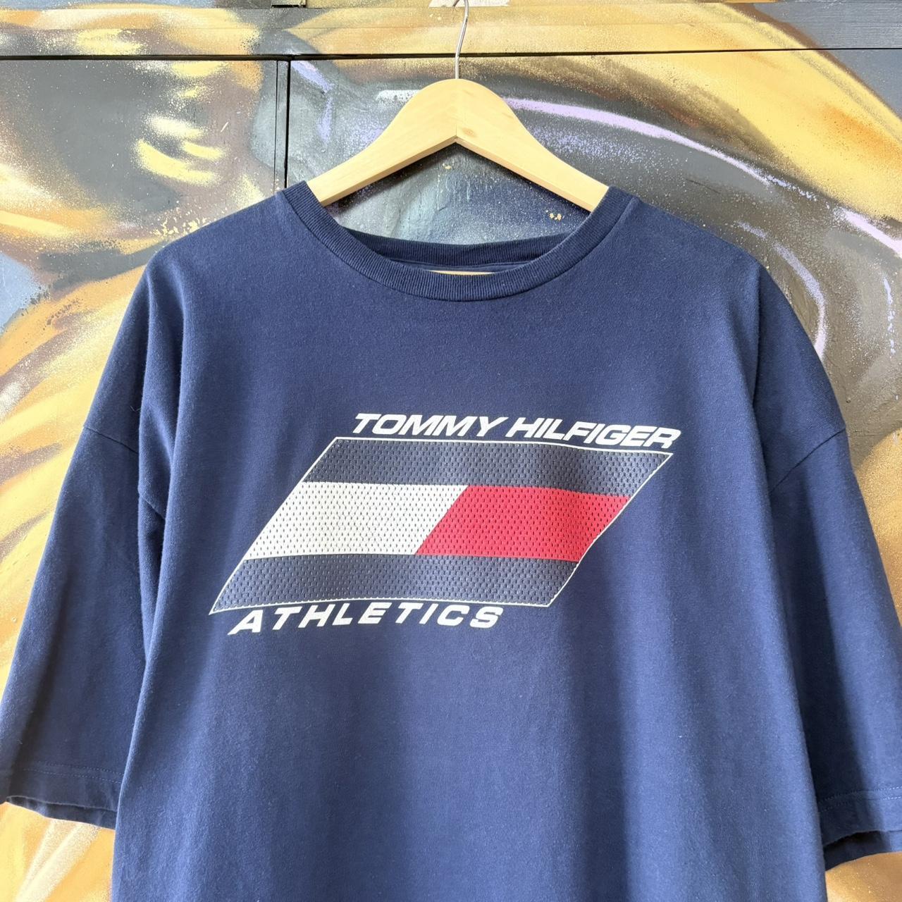 BR2306PA-U - Vintage Retro Essential Tommy Hilfiger Athletics Navy Graphic Print Top Tee T-shirt #90s #graphic #top #tommy #basic