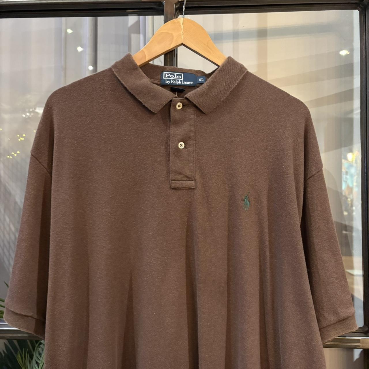 Vintage Ralph Lauren Plain Brown Polo Shirt Short Sleeve collared button up top  #Y2K #preppy #chiefkeef #oldmoney #ralphlauren