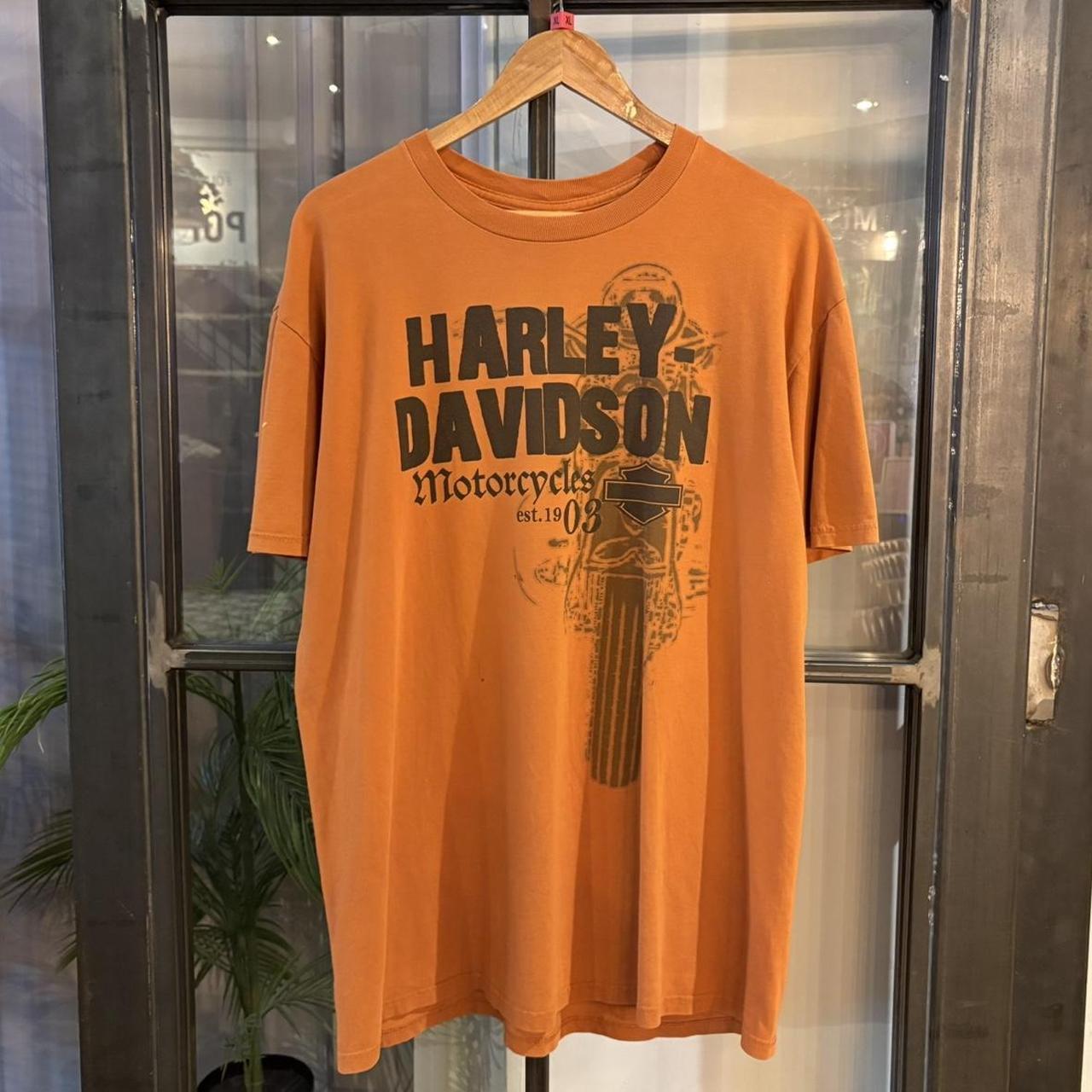 BR2401BJ-P - Vintage Retro Essential Orange Harley Davidson Grand Canyon Sedona, AZ Graphic Print Top Tee T-shirt #graphic #motorcycles #biker #harley #harleydavidson