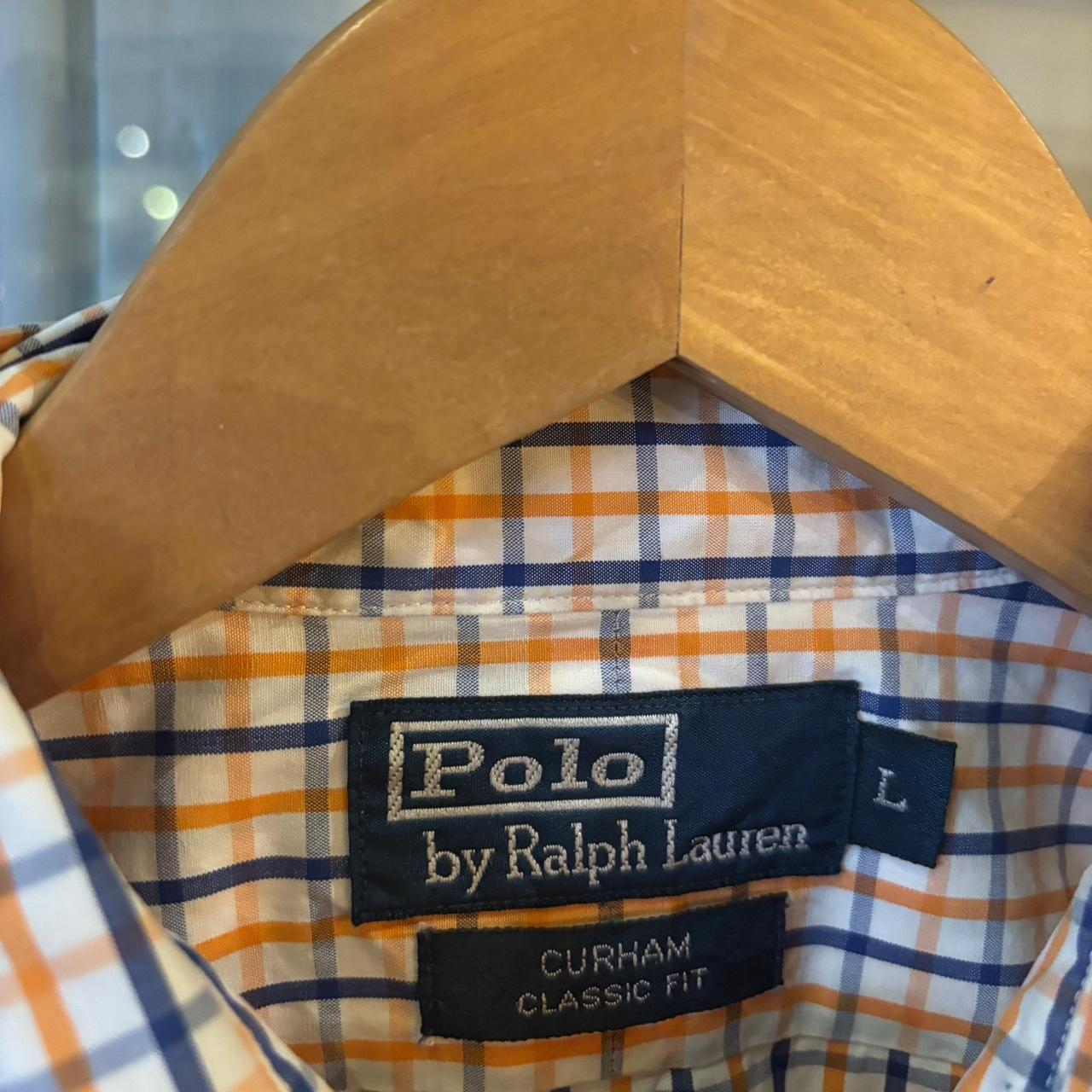 RLS251F - Vintage Ralph Lauren Orange and Blue Check Longsleeve collared button up polo shirt top #Y2K #preppy #chiefkeef #smartcasual #oldmoney
