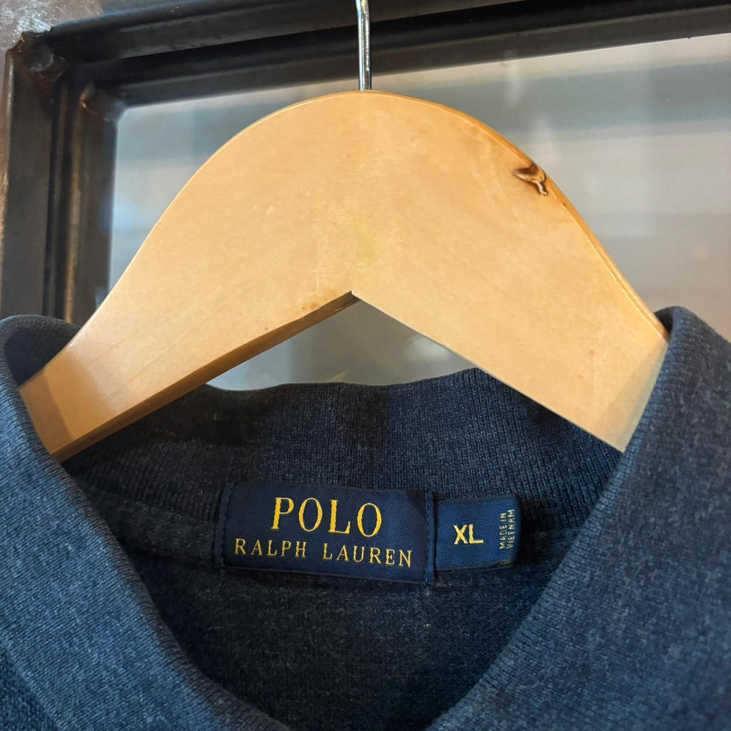 POL477F - Vintage Retro Ralph Lauren Navy Plain Polo Shirt Short Sleeve collared button up top  #Y2K #preppy #chiefkeef #oldmoney #ralphlauren