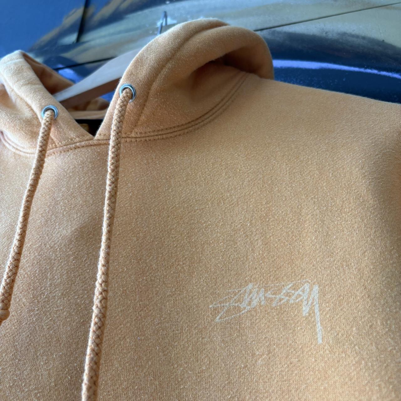 Stüssy Hoodie Mens Medium Pastel Orange Script Logo Sweatshirt Jumper Top Streetwear Skate 90s Y2K