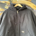 Vintage Workwear Active Jacket Mens Large Black Hooded Canvas Heavyweight Carhartt Style Coat 90s Y2K