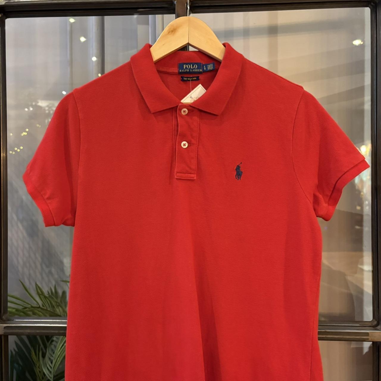 BR1912BR-F - Vintage Retro Red Ralph Lauren The Mesh Mini Dress Polo Shirt Short Sleeve collared button up #Y2K #preppy #minidress #oldmoney #ralphlauren