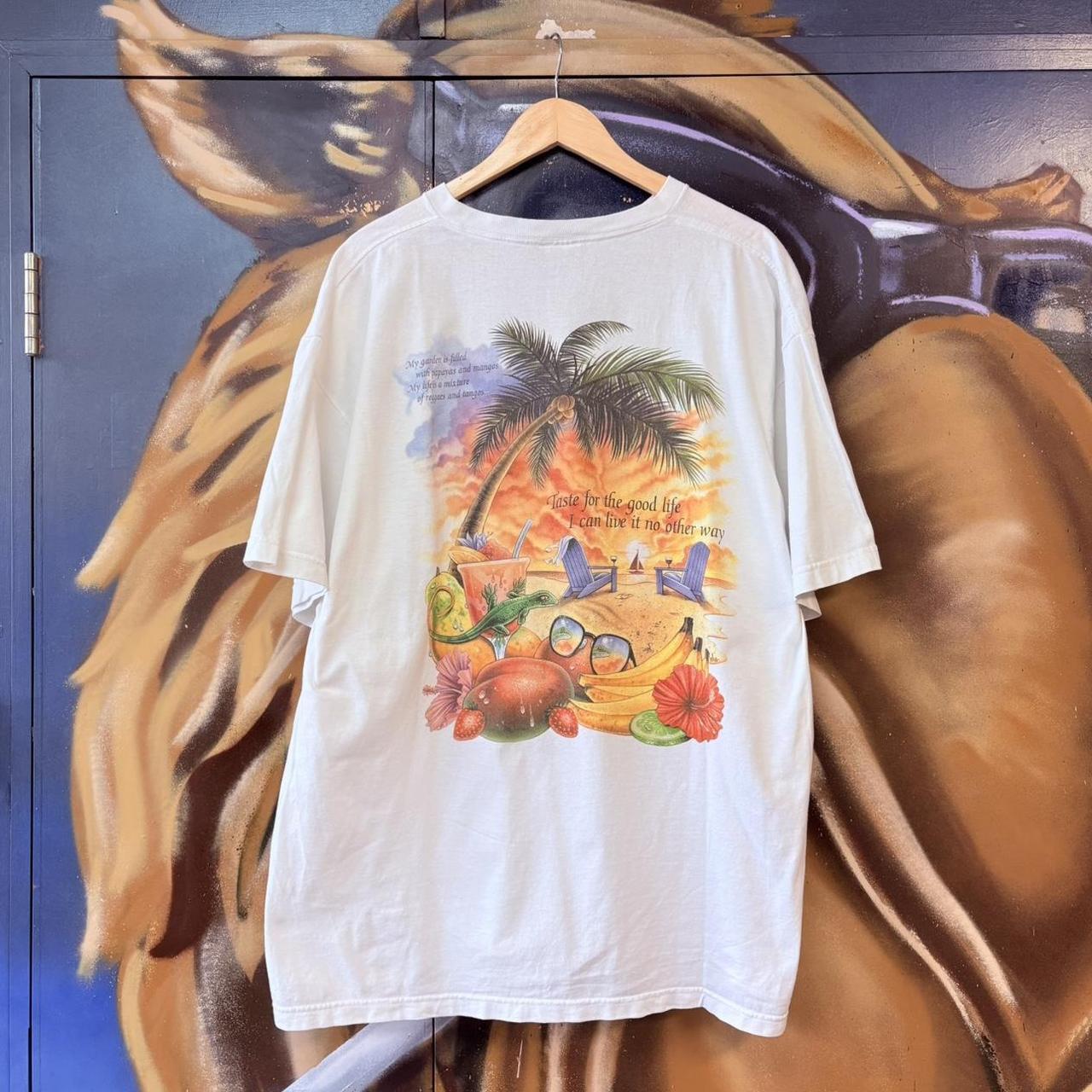 Vintage Beach Graphic T Shirt Mens XXL White Holiday Tourist Promo Print Surf Y2K 90s Tee