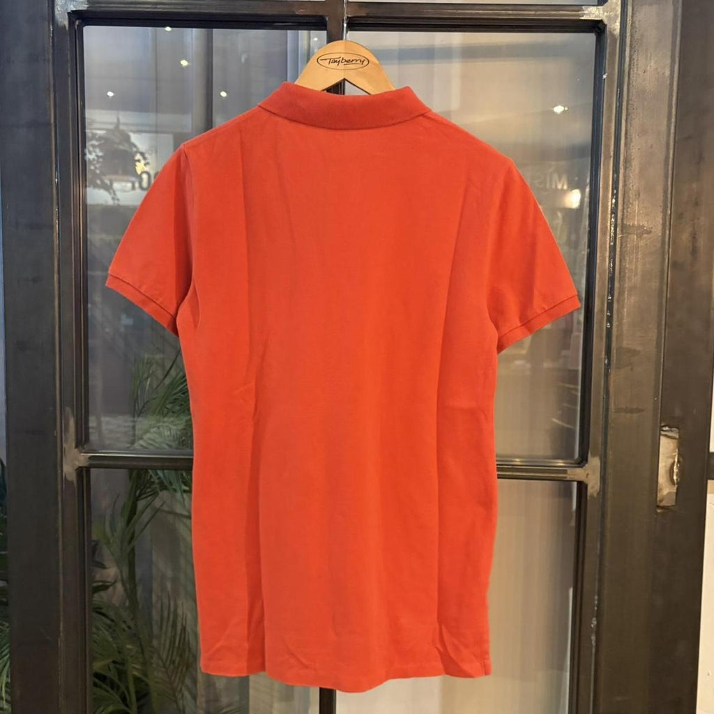 POL528F - Vintage Retro Ralph Lauren Plain Orange Polo Shirt Short Sleeve collared button up top  #Y2K #preppy #chiefkeef #oldmoney #ralphlauren